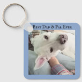 Foto van Cute Dog Beste pap, ooit blauw Denim Sleutelhanger (Voorkant)