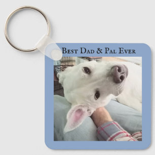 Foto van Cute Dog Beste pap, ooit blauw Denim Sleutelhanger