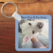 Foto van Cute Dog Beste pap, ooit blauw Denim Sleutelhanger (Voorkant)