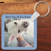 Foto van Cute Dog Beste pap, ooit blauw Denim Sleutelhanger (Achterkant)
