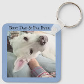 Foto van Cute Dog Beste pap, ooit blauw Denim Sleutelhanger (Achterkant)