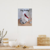 Foto van Cute Dog Drink Water Motivatie Post Poster (Keuken)