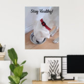 Foto van Cute Dog Drink water Motivatie Poster (Thuiskantoor)