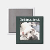Foto van Cute Dog Kerstbreak Green Magneet (Voorkant / Achterkant)