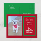 Foto van Cute Dog met grappige blik op Ears Red Feestdagenkaart (Voorkant / Achterkant)