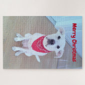 Foto van Cute Dog met grappige blik op Ears Red Legpuzzel (Horizontaal)