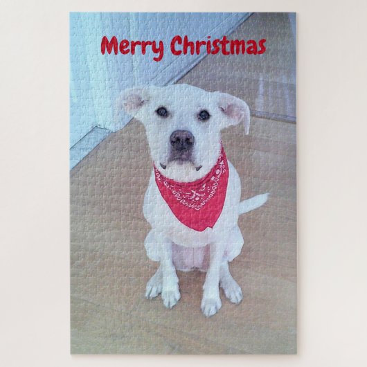 Foto van Cute Dog met grappige blik op Ears Red Legpuzzel (Verticaal)