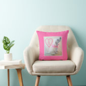 Foto van Cute Dog met roze Moederdag Kussen (Stoel)