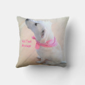 Foto van Cute Dog met roze Moederdag Kussen (Achterkant)
