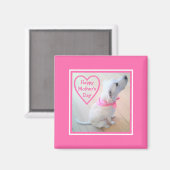 Foto van Cute Dog met roze Moederdag Magneet (Voorkant / Achterkant)