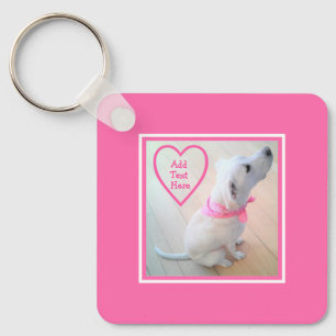 Foto van Cute Dog met roze Moederdag Sleutelhanger