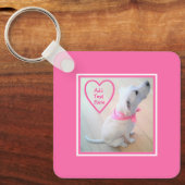 Foto van Cute Dog met roze Moederdag Sleutelhanger (Voorkant)