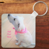 Foto van Cute Dog met roze Moederdag Sleutelhanger (Achterkant)