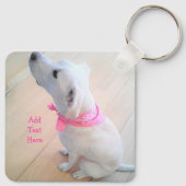 Foto van Cute Dog met roze Moederdag Sleutelhanger (Achterkant)