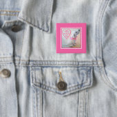 Foto van Cute Dog met roze Moederdag Vierkante Button 5,1 Cm (In situ)