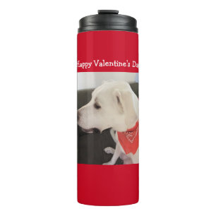 Foto van Cute Dog Profile met Scarf Oranje Red Thermosbeker