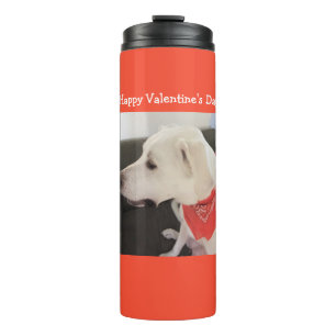 Foto van Cute Dog Profile met Scarf-Sinaasappel Thermosbeker