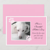 Foto van Cute Dog Roze Moederdag Poot Frame Feestdagenkaart (Voorkant / Achterkant)