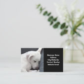 Foto van Cute Dog Sleeping Black en White Visitekaartje (Staand voorkant)