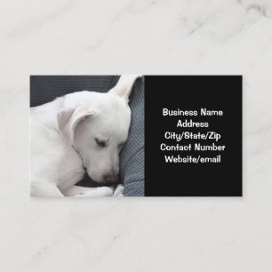 Foto van Cute Dog Sleeping Black en White Visitekaartje