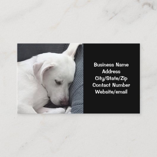 Foto van Cute Dog Sleeping Black en White Visitekaartje (Voorkant)