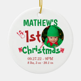Foto van Cute First KerstkerstBaby Birth Stats Keramisch Ornament