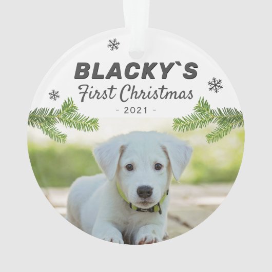 Foto van Cute First Kerstpuppy Dog Pet Ornament (achterkant)