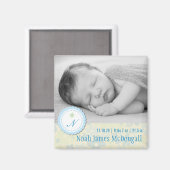 Foto van Cute Floral Blue Daisies Birth Announding Magneet (Voorkant / Achterkant)