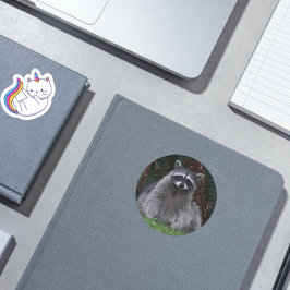 Foto van Cute Forest Raccoon Wildlife Ronde Sticker