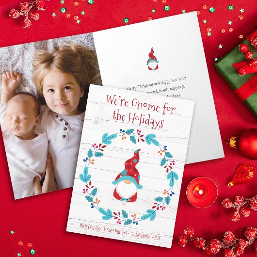 Foto van Cute Fun Rustic Wreath Feestdagen Kaart