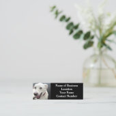 Foto van Cute Funny White Dog Black Mini Visitekaartje (Staand voorkant)
