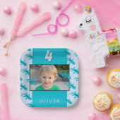 Foto van Cute Gecko Lizard Kind Birthday Papieren Bordje (Feest)