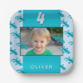Foto van Cute Gecko Lizard Kind Birthday Papieren Bordje (Voorkant)