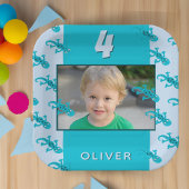 Foto van Cute Gecko Lizard Kind Birthday Papieren Bordje