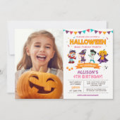 Foto van Cute Girl Kinder Halloween Birthday Kaart (Voorkant)
