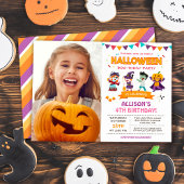 Foto van Cute Girl Kinder Halloween Birthday Kaart