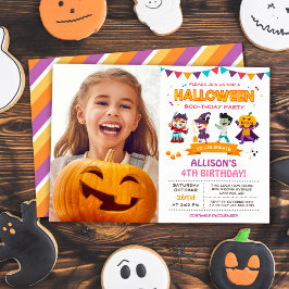 Foto van Cute Girl Kinder Halloween Birthday Kaart