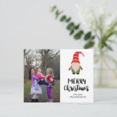 Foto van Cute Gnome Merry Kerstscript Feestdagenkaart (Staand voorkant)