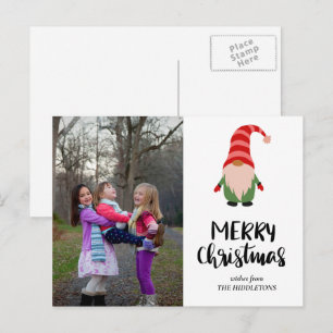Foto van Cute Gnome Merry Kerstscript Feestdagenkaart