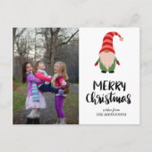 Foto van Cute Gnome Merry Kerstscript Feestdagenkaart (Voorkant)