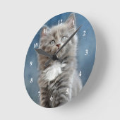 Foto van Cute Gray en White Kitten Ronde Klok (Hoek)