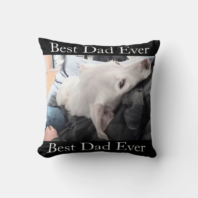 Foto van Cute Hond Beste Papa Ooit Zwart Kussen (Voorkant)