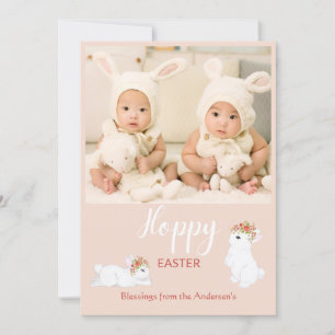 Foto van Cute Hoppy Easter Bunny Rabbit Feestdagenkaart