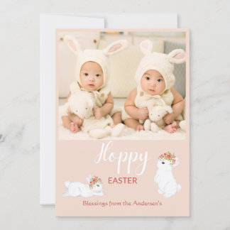 Foto van Cute Hoppy Easter Bunny Rabbit Feestdagenkaart