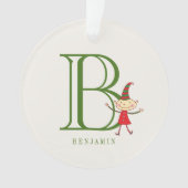 Foto van Cute Kerstmis Elf Monogram Holiday Kind Ornament (voorkant)