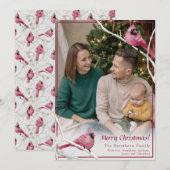 Foto van Cute Kerstmis Kardinaal Bird Feestdagenkaart (Voorkant / Achterkant)
