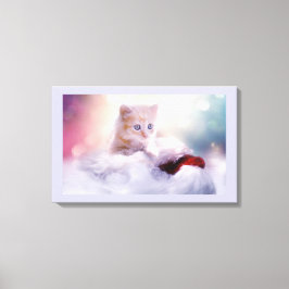Foto van Cute Kerstmis Kitten Canvas Afdruk