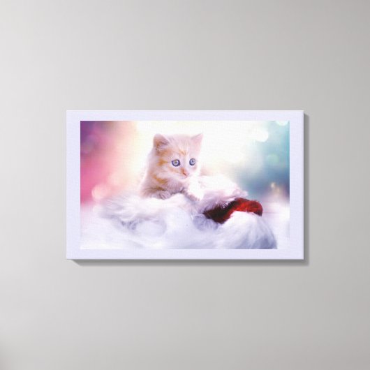 Foto van Cute Kerstmis Kitten Canvas Afdruk (Voorkant)
