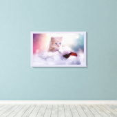 Foto van Cute Kerstmis Kitten Canvas Afdruk (Insitu (Houten vloer))