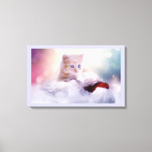 Foto van Cute Kerstmis Kitten Canvas Afdruk (Voorkant)